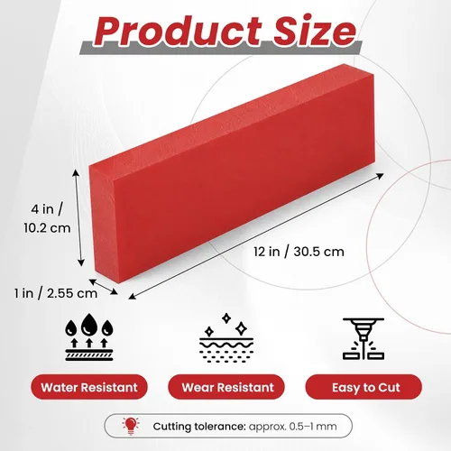 Vista 2 de 2 Pcs HDPE Plastic Blocks, 1 x 3 x 12 Inch, Red Red2Pack