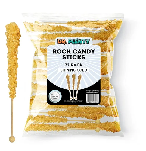 Vista 6 de Blue Rock Candy Sticks '72 Pack' – Roca de cristal de azúcar Razz azul envuelta individualmente a granel – Perfecto para recuerdos de fiesta, bodas