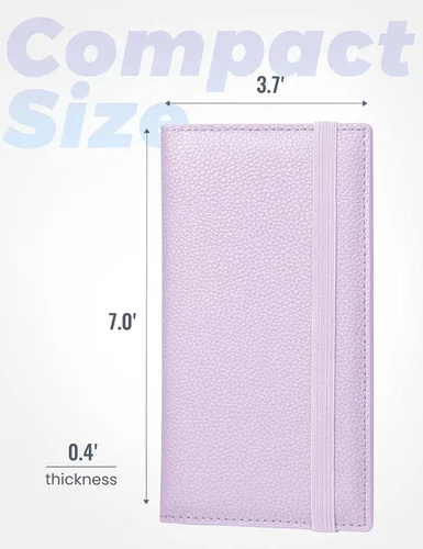 Vista 45 de Yarnic Funda para chequera personal, soporte para chequera con soporte para bolígrafo y divisor de plástico transparente integrado para cheques Rosa