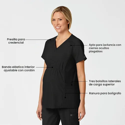 Vista 2 de Wink W123 - Camiseta de maternidad con cuello en V Negro
