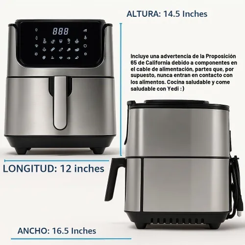 Vista 6 de Yedi Evolution - Freidora de aire de 6.8 cuartos de galón con cesta de cerámica, acero inoxidable