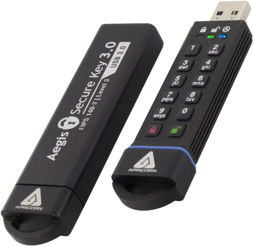 Vista 4 de Apricorn 16GB Aegis Secure Key FIPS 140-2 Nivel 3 Validado 256-bit Cifrado USB 3.0 Flash Drive (ASK3-16GB)