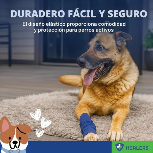 Vista 4 de Healers PetCare - Vendajes ajustables para perros con insertos de gasa, envoltura elástica transpirable para cuidado de heridas y apoyo articular