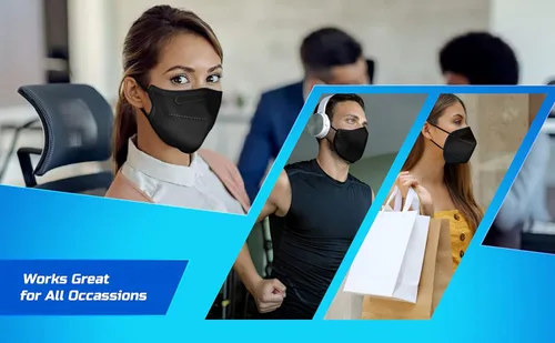 Vista 3 de Lyka Distribution KN95 Face Masks - 50 Pack - 5 Layer Protection Breathable KN95 Face Mask with Comfortable Elastic Ear Loop