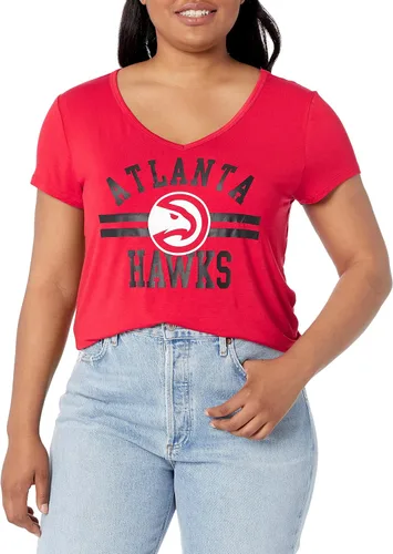 Vista 30 de Ultra Game Camiseta de mujer NBA Oficial con cuello en V y strass de manga corta