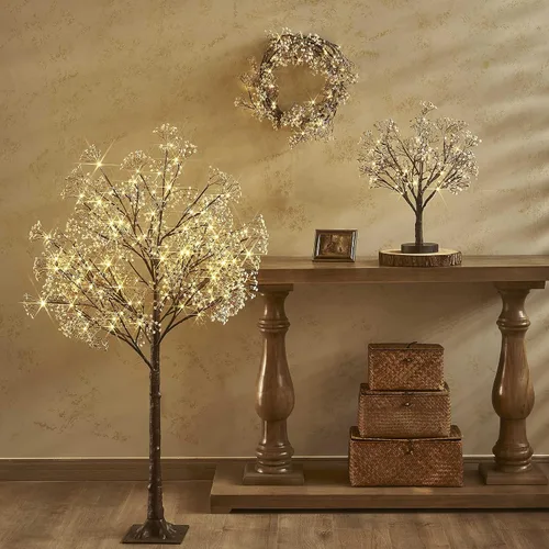 Vista 7 de LITBLOOM Árbol de aliento de bebé iluminado enchufable de 5 pies, 126 luces, árbol de plantas artificiales con luces para decoración de bodas