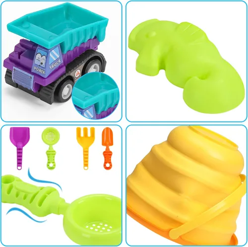 Vista 5 de Juego de juguetes de arena de playa para niños, cubo de playa plegable de silicona plegable para viajes, juguetes de playa para verano al aire