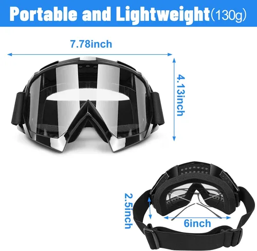 Vista 2 de Gafas para ATV Dirt Bike Paquete de 2 Gafas de Motocicleta Motocross Resistentes al Viento Gafas de Visión Amplia Fuera de Carretera para Conducir