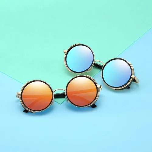 Vista 9 de Dollger Steampunk - Gafas de sol redondas retro vintage con marco circular de metal Negro