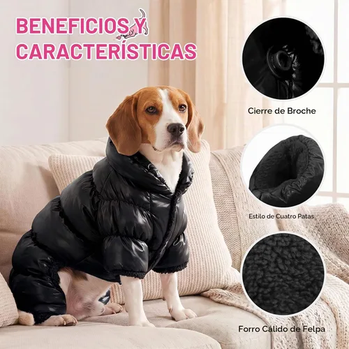 Vista 5 de AOFITEE Abrigo para perro, chaqueta impermeable para perro, abrigo de invierno para perros de cuerpo completo, traje de nieve, chaqueta acolchada a