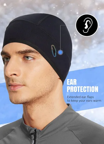 Vista 2 de BALEAF Sombreros de invierno con diseño de calavera para hombres y mujeres, calentadores de oídos, para clima frío, forro de casco para ciclismo