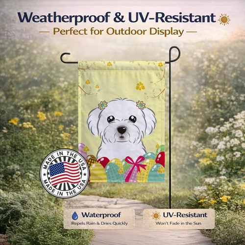Vista 598 de Caroline's Treasures BB1923GF Bandera decorativa para jardín con diseño de Border Collie, para caza de huevos de Pascua, para jardín, jardín, patio