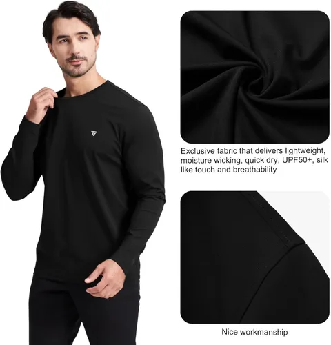 Vista 3 de M MAELREG Camiseta para hombre que absorbe la humedad, manga corta y larga, ligera, casual, cuello redondo, camisetas para hombre
