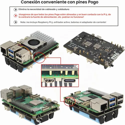 Vista 5 de Geekworm X1200 5V UPS HAT Junta de Expansión para Raspberry Pi 5