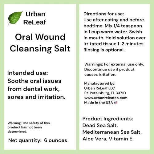 Vista 5 de Urban ReLeaf Sal limpiadora oral de heridas, bolsa de 6 onzas