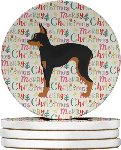 Vista 182 de Abyssinian Sand Terrier Merry Christmas - Posavasos grandes de piedra arenisca (4 unidades)