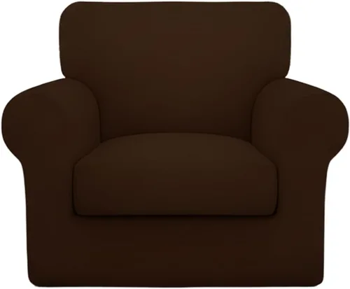 Vista 13 de Eco-Ancheng Fundas para silla, funda de sofá con funda de cojín de asiento separada con parte inferior elástica, 1 funda de asiento con brazos