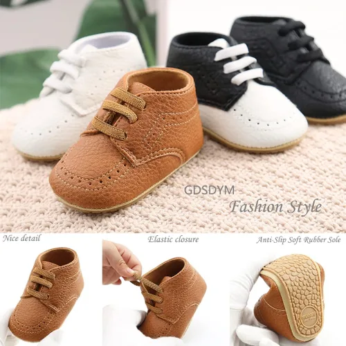 Vista 6 de Zapatos para bebés niños y niñas, suela suave, mocasines Oxford, zapatos de cuna para recién nacidos, zapatos antideslizantes para uniforme de boda