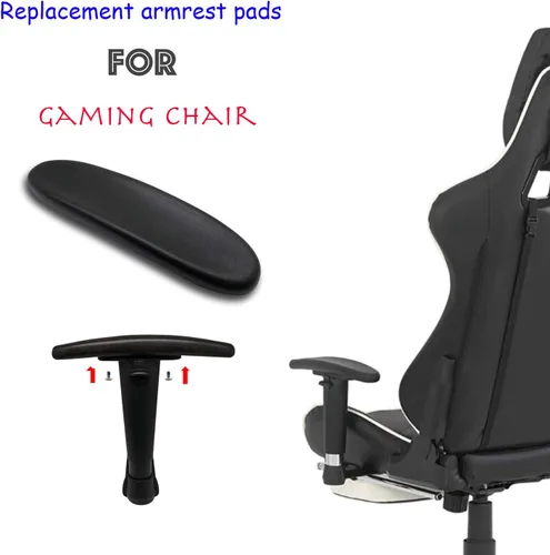 Vista 6 de MYFUNSHOP Reposabrazos de repuesto para silla de juegos, almohadillas universales suaves de poliuretano para silla de oficina (1 par) negro