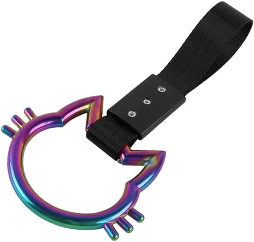 Vista 21 de Q1-TECH, Anillo JDM Tsurikawa japonés para metro, tren, autobús, correa de mano KITTY Cat para parachoques delantero y trasero, anillos