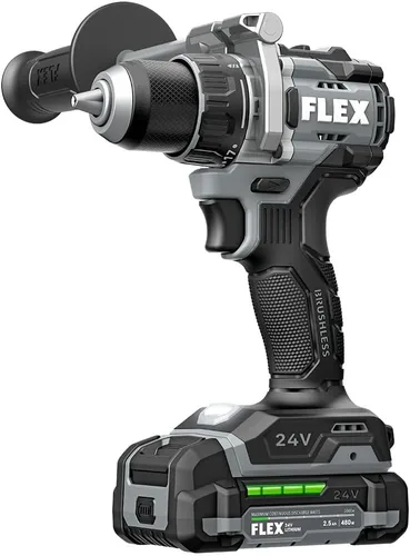 Vista 3 de FLEX Kit de taladro de 2 velocidades sin escobillas de 24 V sin escobillas de 1/2 pulgada y 1000 In-Lbs con (2) batería de litio de 2.5 Ah