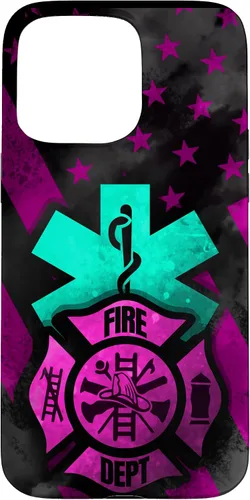 Vista 31 de EMT EMS Firefighter Pink Turquoise Fire Rescue American Flag Case for iPhone 16