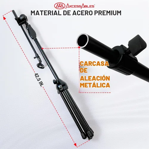 Vista 4 de AxcessAbles Soporte de micrófono de liberación rápida con una sola mano. Soporte de micrófono de trípode de ajuste de embrague de 74 pulgadas
