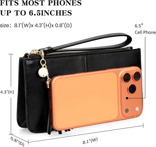 Vista 5 de befen Clutch de Muñeca de Cuero Genuino para Mujeres Ultra-Delgado Portador de Tarjetas de Crédito para Damas Cartera Monedero con Protección RFID