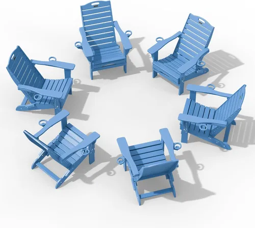 Vista 12 de Sillas Adirondack ajustables con otomana retráctil, silla Adirondack plegable de HDPE con 2 soportes para tazas, resistente a la intemperie