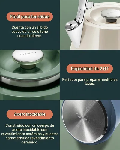 Vista 2 de Caraway Hervidor de té silbante de 2 cuartos de galón, tetera duradera de Negro