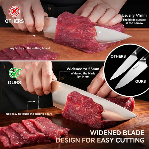 Vista 4 de MAD SHARK Cuchillo de chef de 8 pulgadas, cuchillo de cocina de alto carbono de acero inoxidable con mango ergonómico, cuchillo de cocina con caja