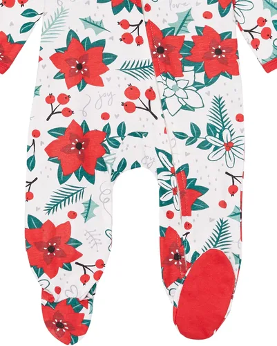 Vista 6 de HonestBaby Sleep and Play Footed Holiday Pajamas One-Piece Sleeper Zip-front Organic Cotton PJs Baby Boys, Girls, Unisex