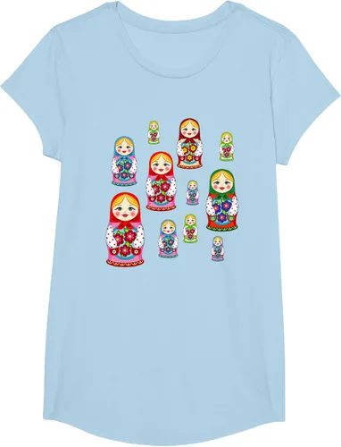 Vista 17 de Rusia - Camiseta de juguete retro para niños, diseño de muñecas rusas