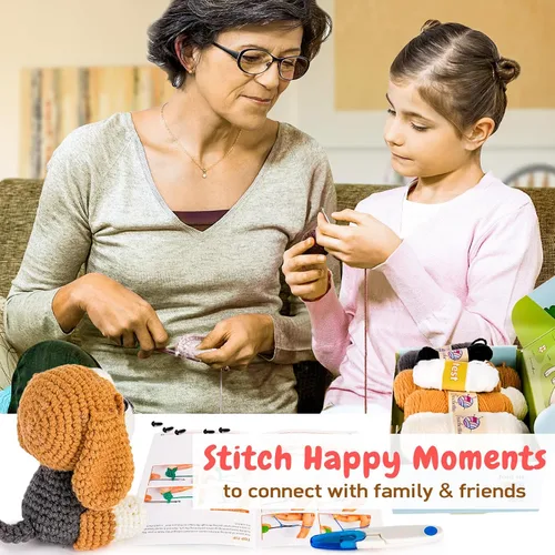 Vista 3 de Kit de ganchillo Crochetta para principiantes, kit de ganchillo para principiantes para adultos con videotutoriales paso a paso, kits de animales