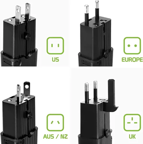 Vista 5 de Adaptador USB universal dual funciona para TAG Heuer Meridiist Infinite para energía mundial y viajes entre Estados Unidos/UE/CN/AUS/NZ/Reino Unido