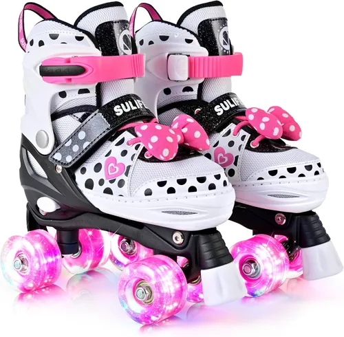 Vista 6 de Patines para niñas con lunares, color blanco, M