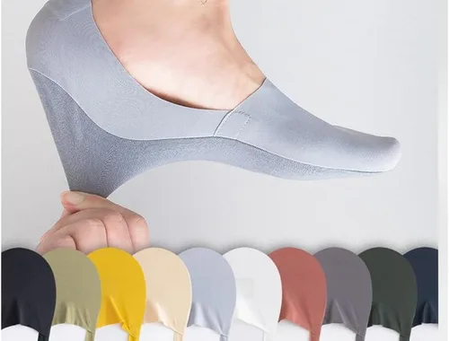 Vista 3 de fidragon Calcetines invisibles para mujer, de corte bajo, invisibles para zapatos planos y de vestir, calcetines con agarre antideslizante