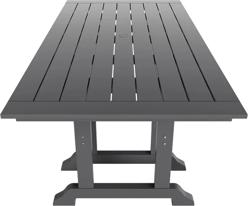 Vista 8 de WO - Juego de 7 sillas de comedor Adirondack para exteriores, muebles estéticos retro para exteriores, comedor, hogar, balcón, terraza, césped, Gris