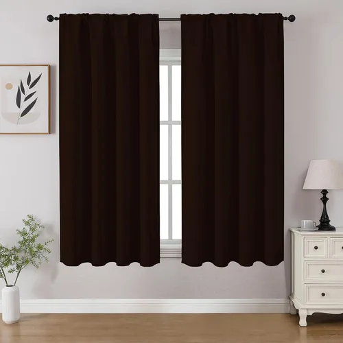 Vista 15 de CUCRAF - Cortinas opacas beige de 45 pulgadas, juego de 2 paneles con bolsillo para barra, cortinas para oscurecer dormitorios y sala de estar