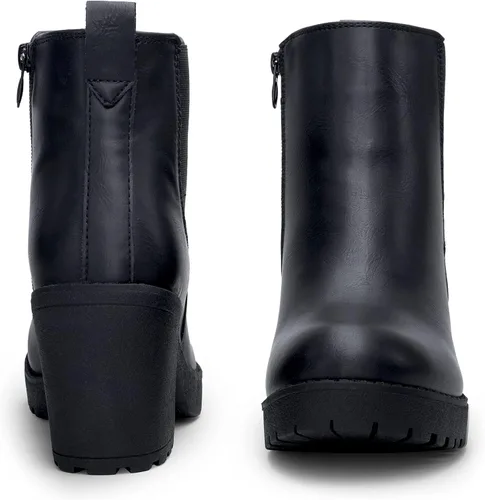 Vista 5 de Vepose Botines de moda para mujer tacón bajo grueso plataforma Chelsea para mujer