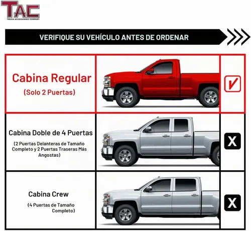 Vista 4 de TAC - Estribos laterales para Chevy Silverado/GMC Sierra 1500 1999-2018 Cabina regular, Silverado/Sierra 2500/3500 1999-2019 cabina regular