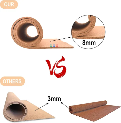 Vista 2 de SUNGIFT Rollo de tablero de corcho de 0.315 in de grosor 50 x 16 pulgadas Cork Rolls Bulletin Boards Self-Adhesive, Natural Cork Tiles, 100 Push