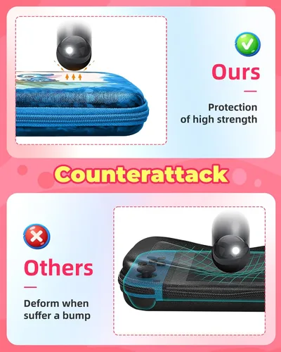 Vista 5 de Xinocy Carrying Case for Nintendo SwitchSwitch OLED Travel Carry Cases for Teen Kids Boys Girls Cute Kawaii Girly Cartoon Portable Hard Shell Covers