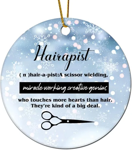 Vista 7 de Hairapist - Adornos de Navidad 2023 Definición de hairapista, decoraciones navideñas para árbol Descripción de la palabra Adornos únicos colgantes