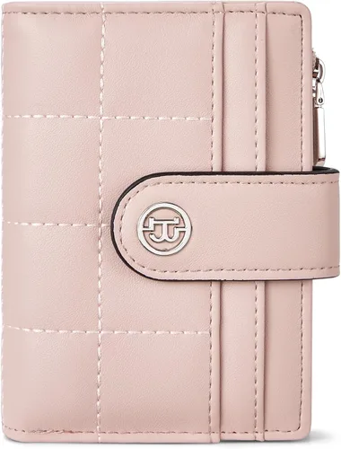 Vista 8 de BOSTANTEN - Cartera pequeña para mujer de cuero con bloqueo RFID, tarjetero plegable compacto con cremallera y bolsillo para monedas, Pequeña Beige