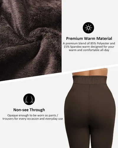 Vista 49 de NORMOV - Leggings con forro de vellón cálido para mujer, de invierno, mallas gruesas, de terciopelo, térmicas