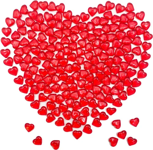 Vista 8 de 200 corazones acrílicos rosados, relleno de jarrón de 0.866 in, decoraciones para el día de San Valentín, decoración de mesa de corazón de plástico