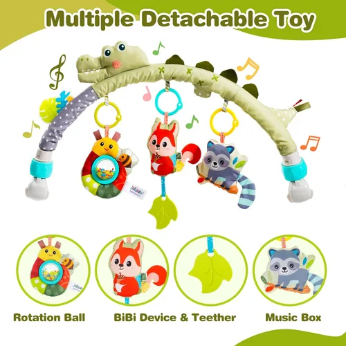 Vista 3 de Jollybaby Moisés cochecito móvil de juguete para bebé de 0 a 6 a 12 meses, juguete colgante de arco con clip para bebé, juguete Montessori sensorial