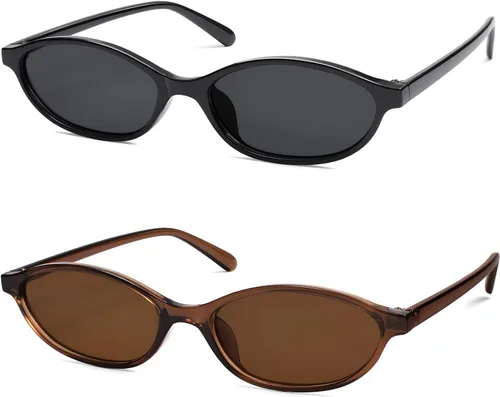 Vista 35 de Gafas de sol retro ovaladas de ojo de gato para mujer, Y2k, gafas de sol estrechas de moda, gafas de sol de diseñador AR82253