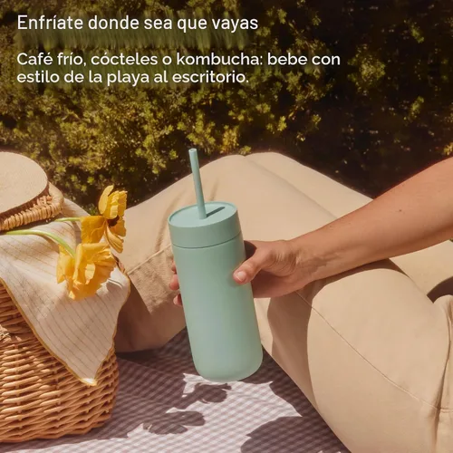 Vista 3 de Fellow Carter - Vaso de cerámica fría con forro de 16 onzas con tapa con Desert Rose